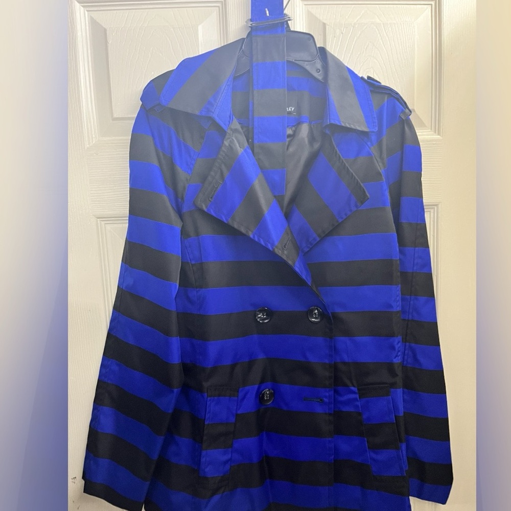 Blue and black striped jacket